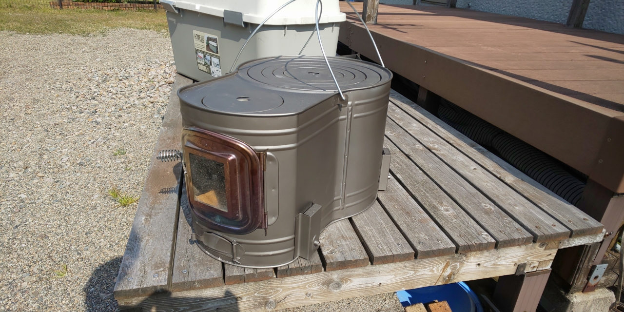 ホンマ製作所 時計型ストーブ 耐熱塗料の熱入れとグリルパンの